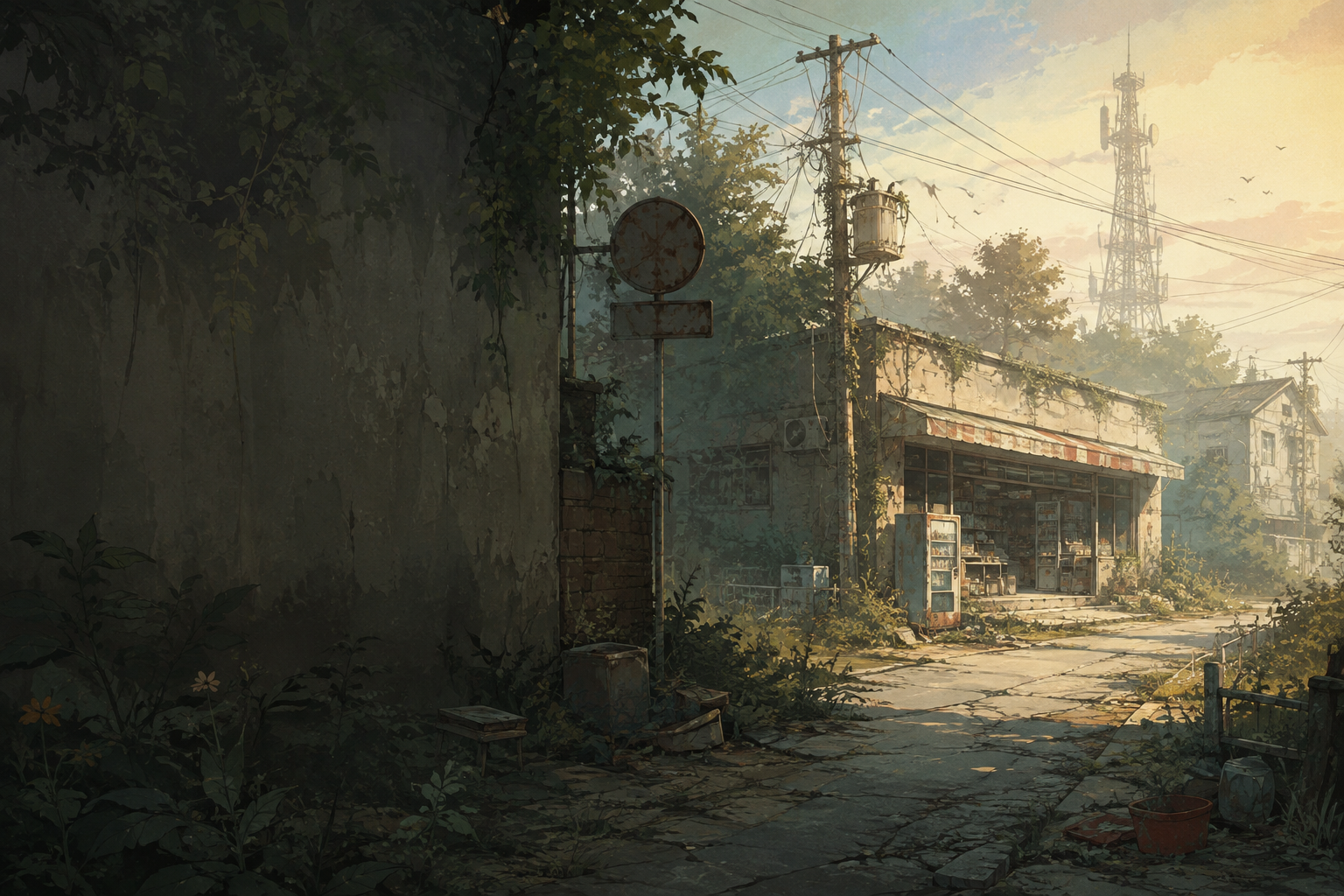 Ruined city scene from the FaultLand survival game