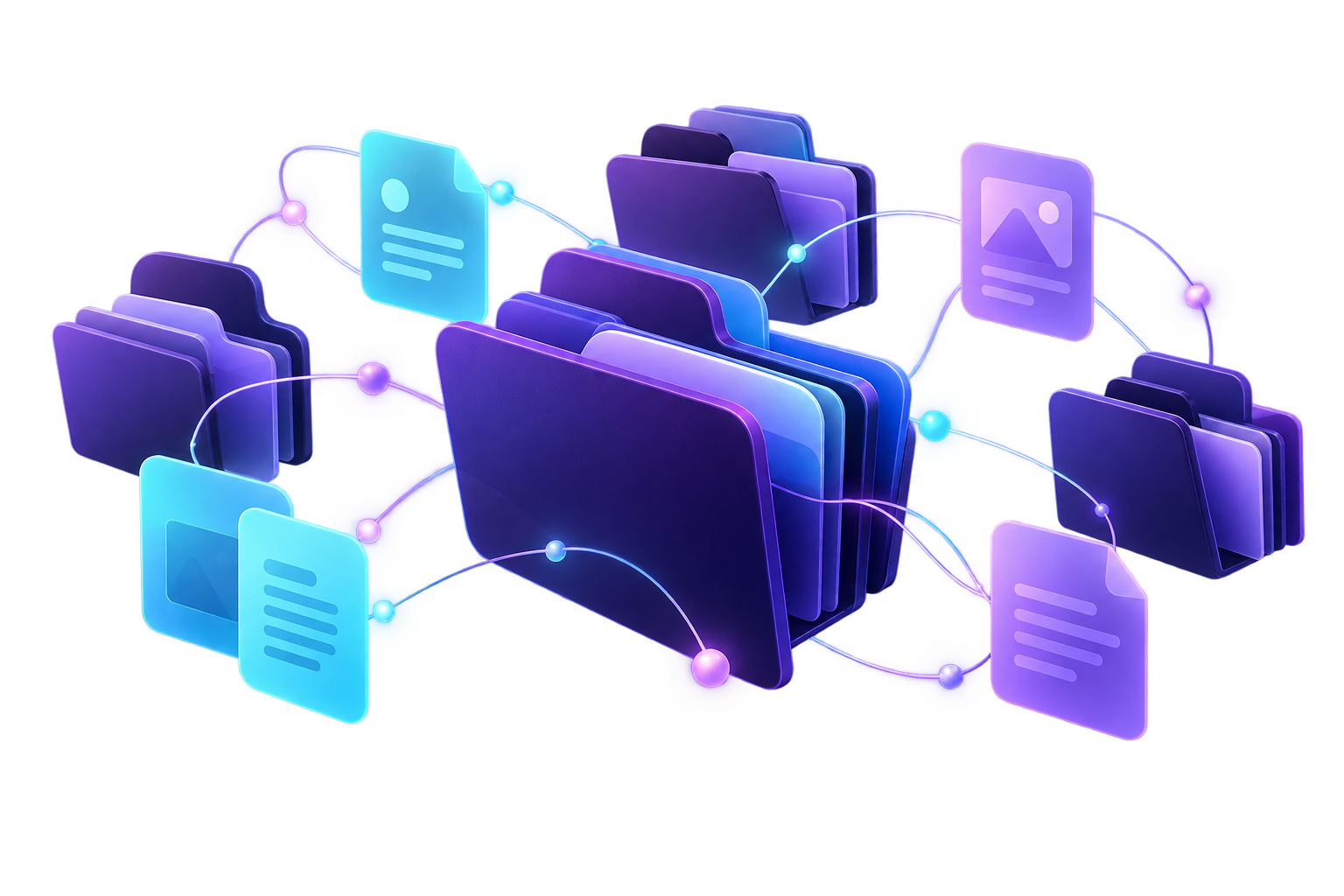 Conceptual illustration of connected files and folders for LifeLibrary